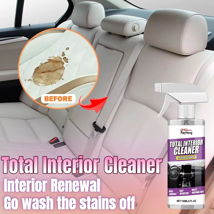 Nettoyant intérieur de voiture pour cuir, tissu et toit – Nettoyant pour ceintures de sécurité sans rinçage – Puissant détachant pour detailing automobile