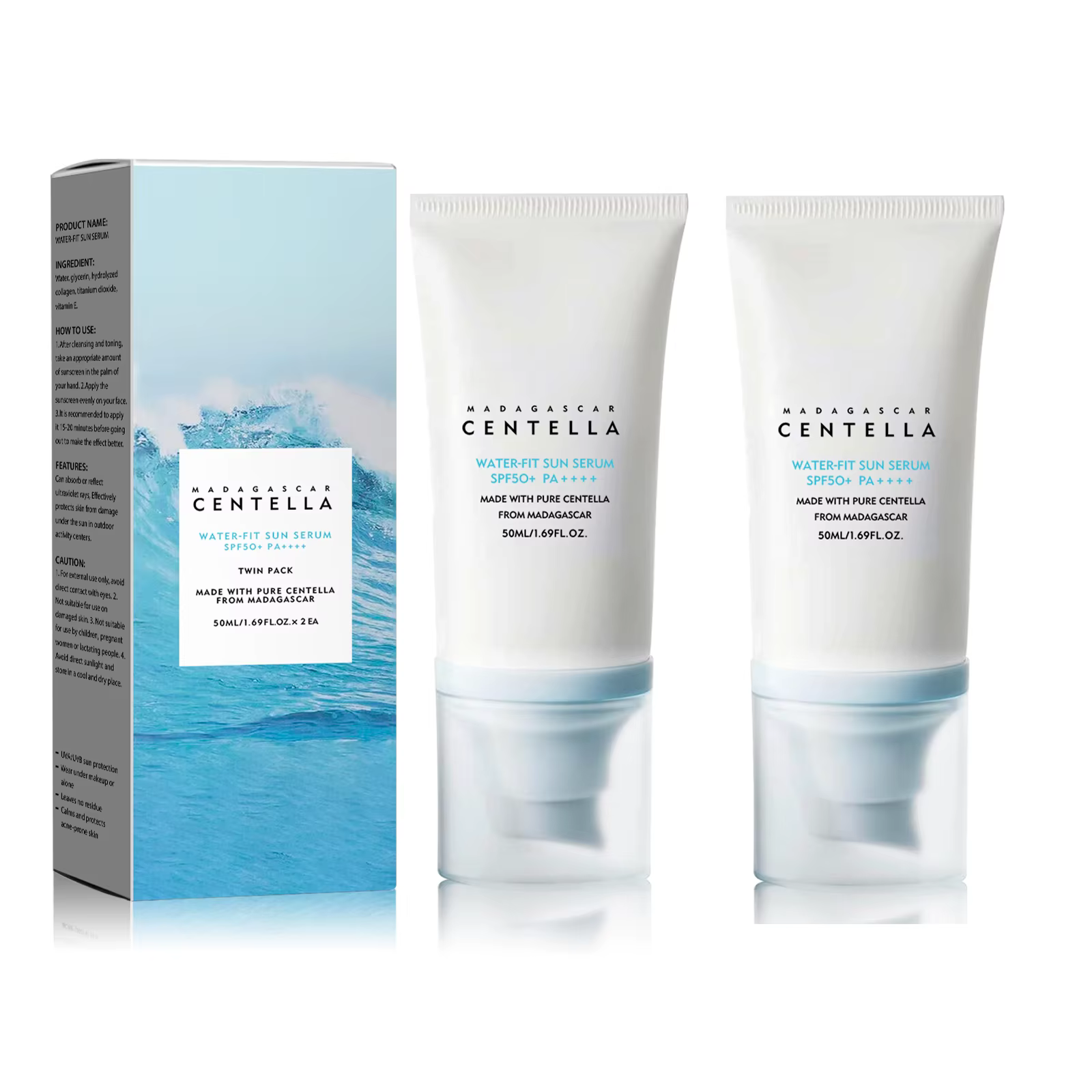 2/1 pièces SPF50 + crème solaire Centella forte Protection UV