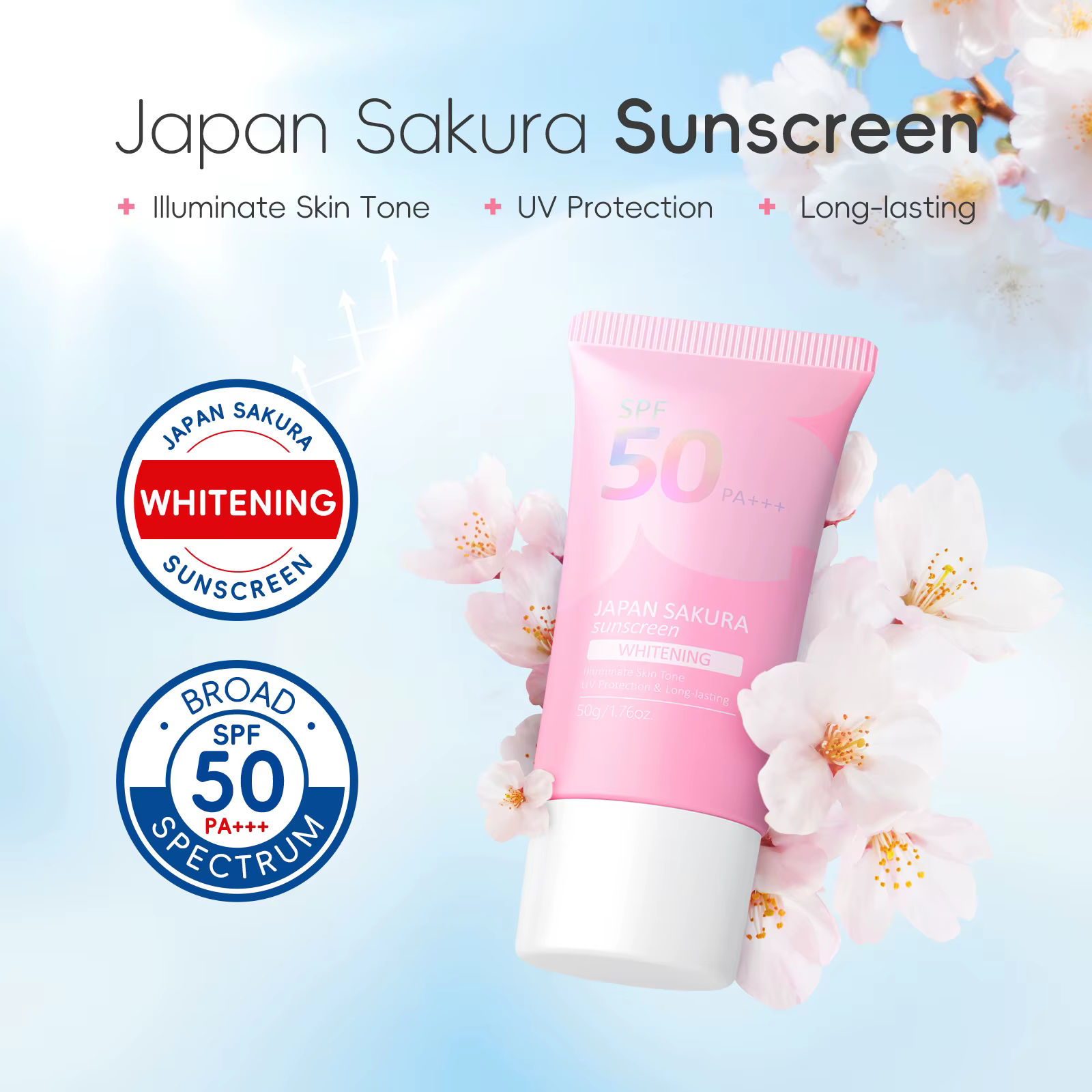 LAIKOU japon Sakura visage crème solaire radiante UV rayons Protection SPF50 PA +++