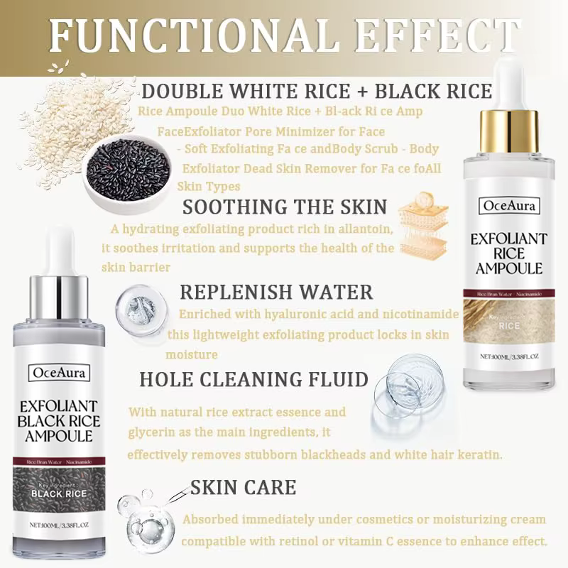 Ensemble d'ampoules exfoliantes de riz pour une peau douce