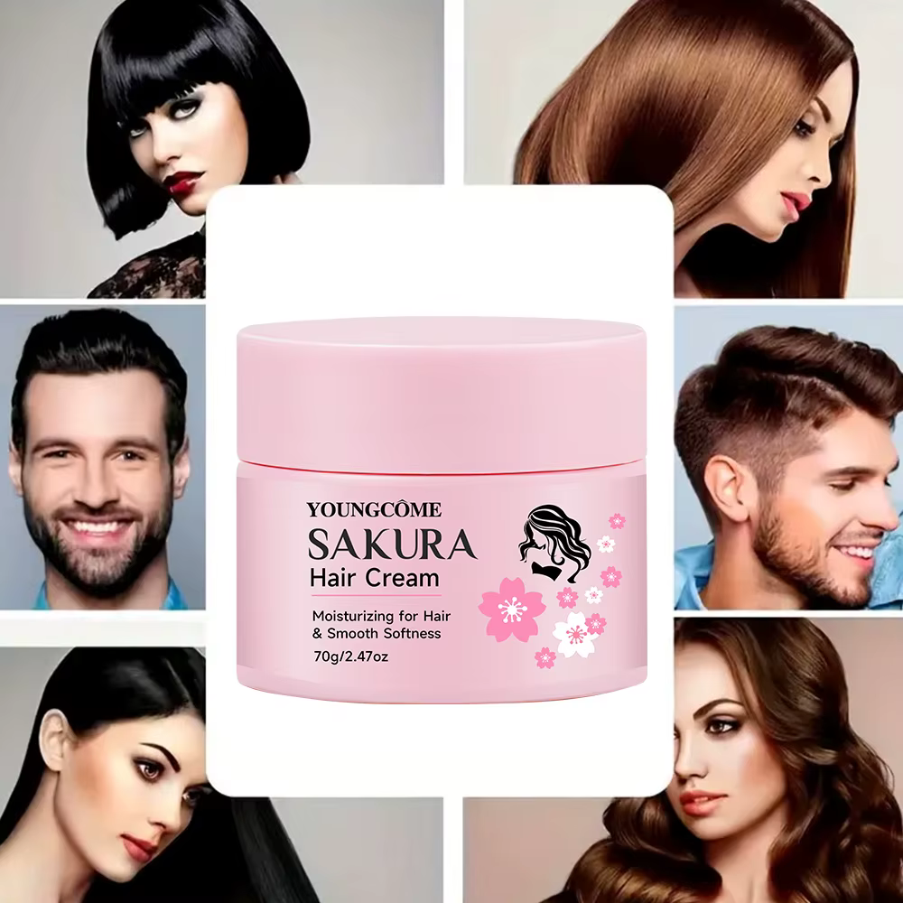 Crème capillaire SAKURA à la kératine et à l'huile d'argan – Réparation intensive pour cheveux secs/endommagés