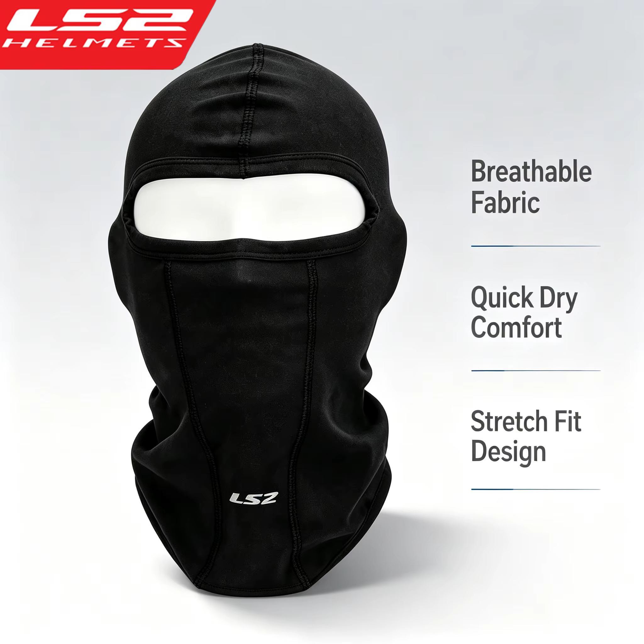 Masque Balaclava pour moto LS2 original, pour hommes et femmes, protection solaire UV, masque facial respirant, séchage rapide, masque d'hiver chaud pour le ski