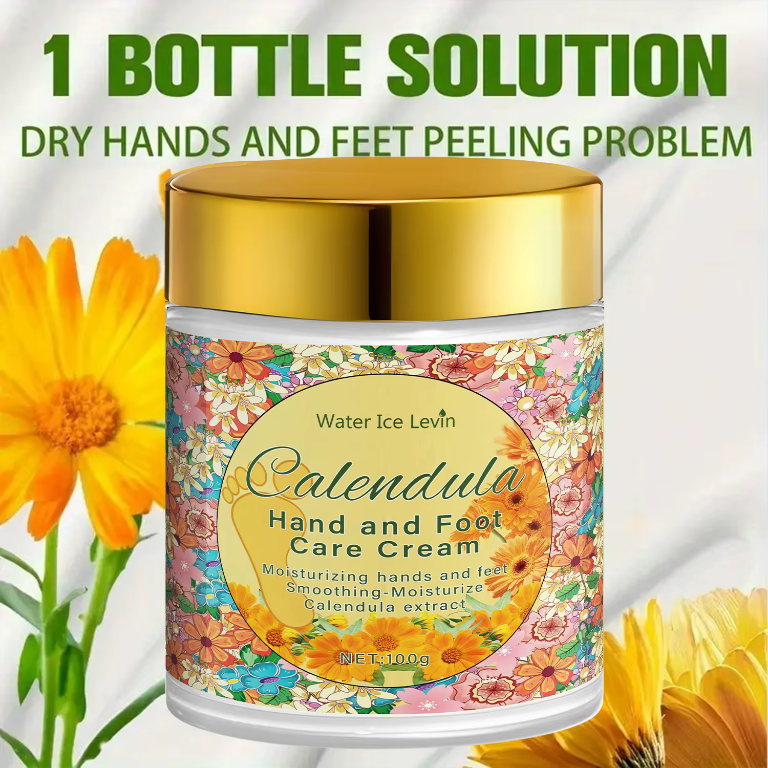 Crème Mains et Pieds au Calendula et Acide Hyaluronique - Hydratation Intensive