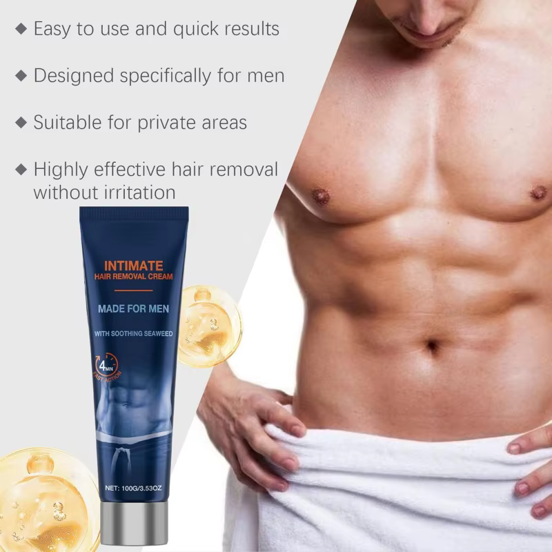 Crème dépilatoire Avocado Man pour zones intimes, bonne odeur, non irritante, dépilatoire corporel et barbe permanent et indolore