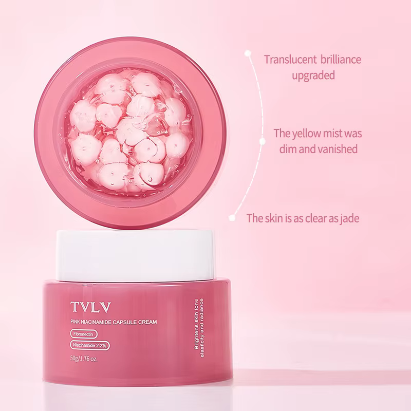 Crème hydratante et éclaircissante à la niacinamide rose en capsules