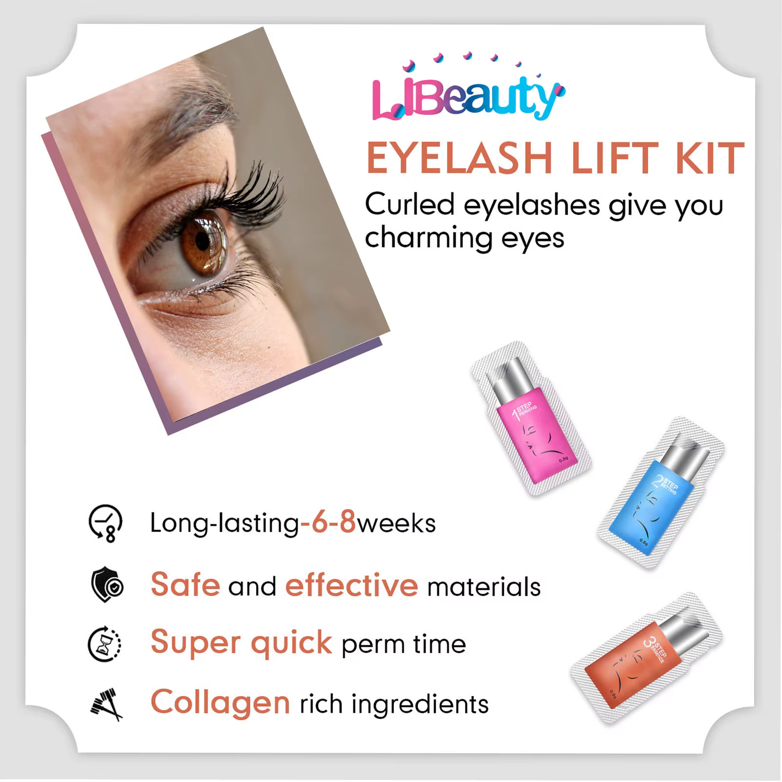 Libeauty 10/20/30 pièces 0.8 g/sac Sachet Kit de levage de cils Lotion de permanente de cils 5 à 6 Minutes de levage de cils sérum maquillage des yeux