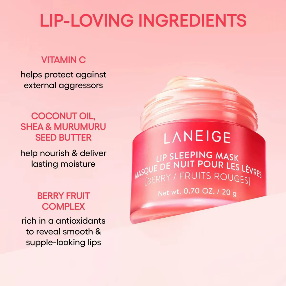 Masque de nuit pour les lèvres Laneige 20g