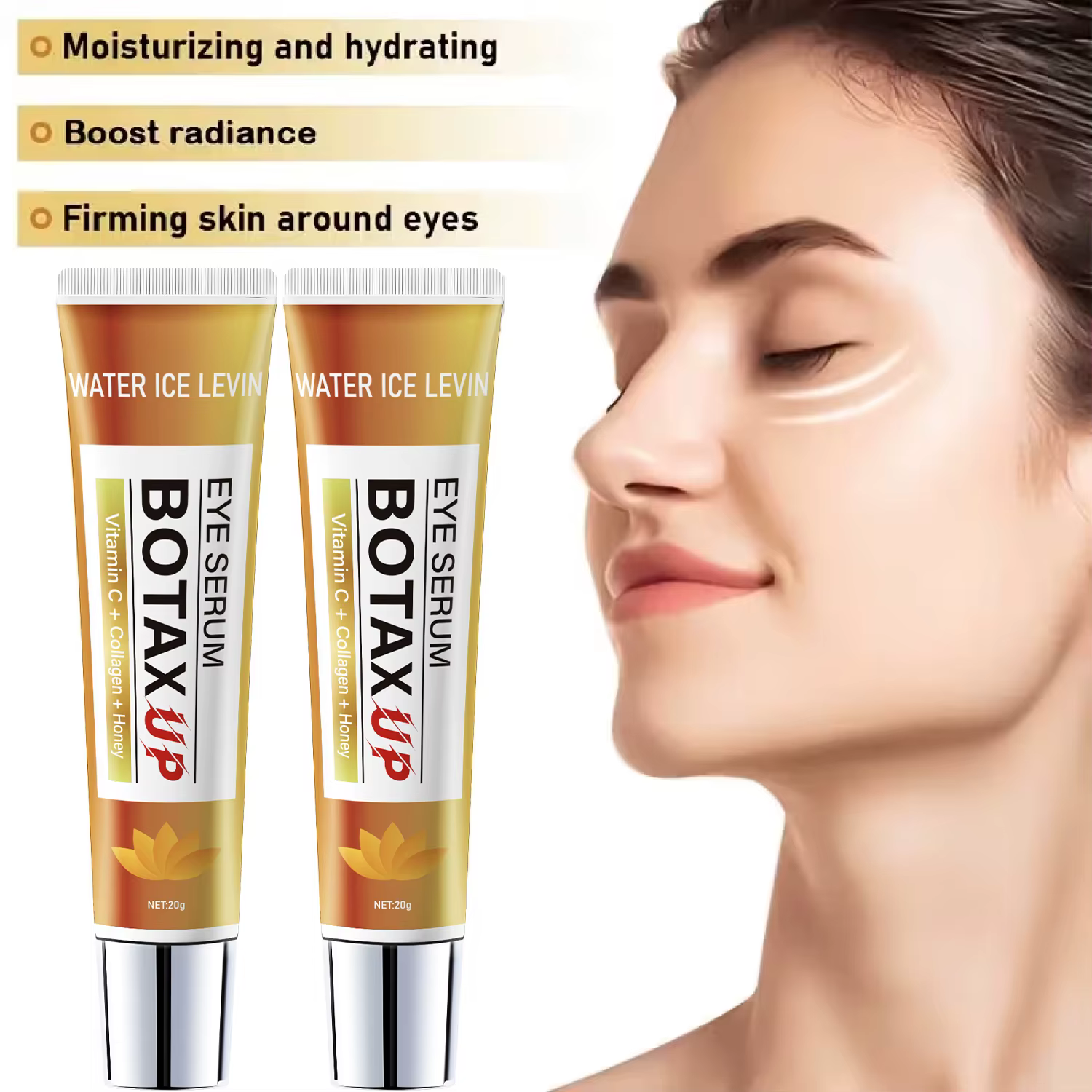 Crème raffermissante pour les yeux Botax Xp Vitamine C Collagène Miel. Texture légère et fondante. Lisse