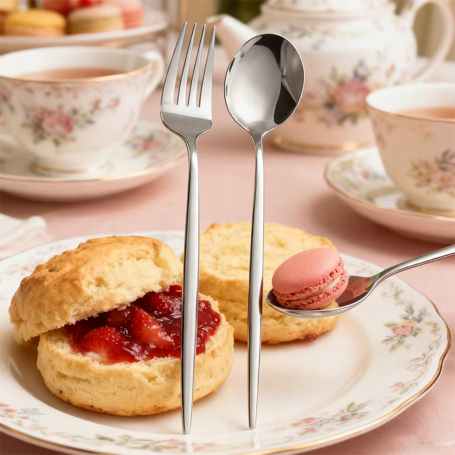 Ensemble de couverts en acier inoxydable argenté de 12/24 pièces, comprenant des fourchettes à dîner, des cuillères et des cuillères à dessert, adapté pour les repas à la maison, Di