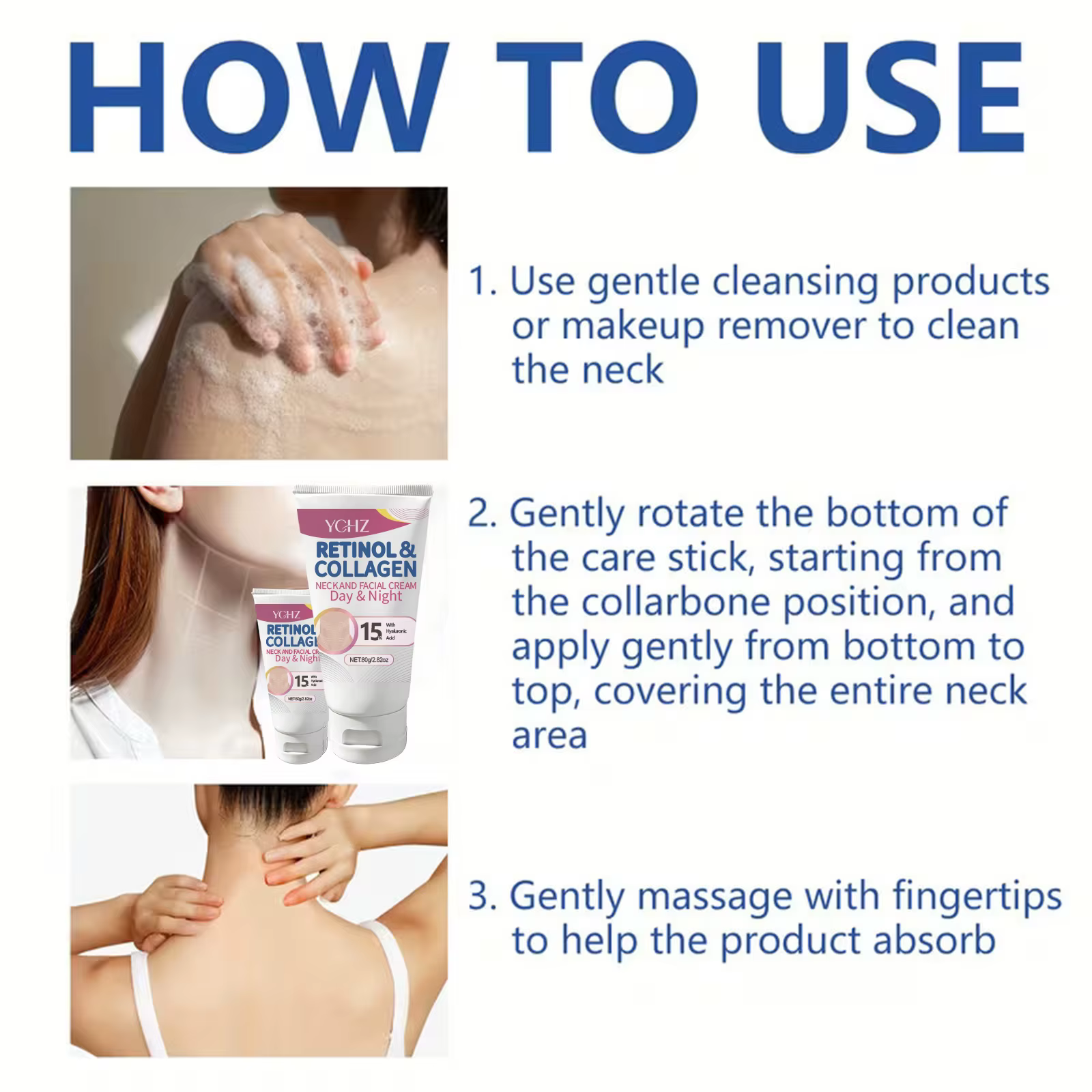 Crème raffermissante pour le cou au rétinol et au collagène - Hydratant facial au complexe