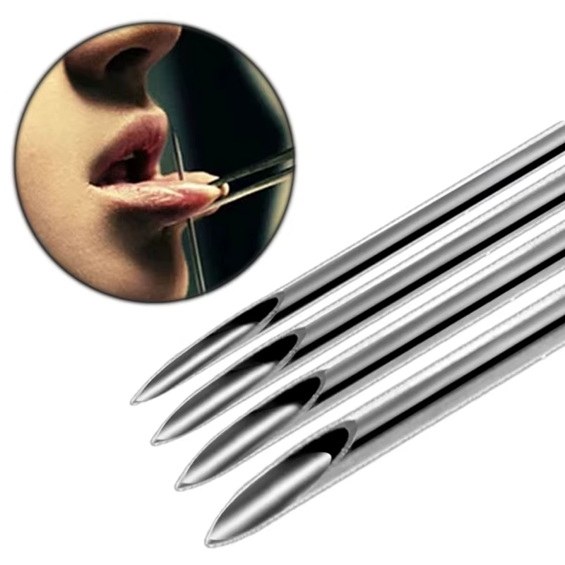 Aiguilles de perçage du corps jetables, 1/3/5 pièces, aiguille médicale pour nombril, mamelon, lèvres, Kit d'anneau de nombril, outil chirurgical en acier