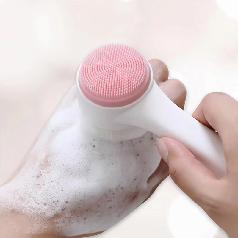 Brosse de nettoyage du visage Double Silicone 3D