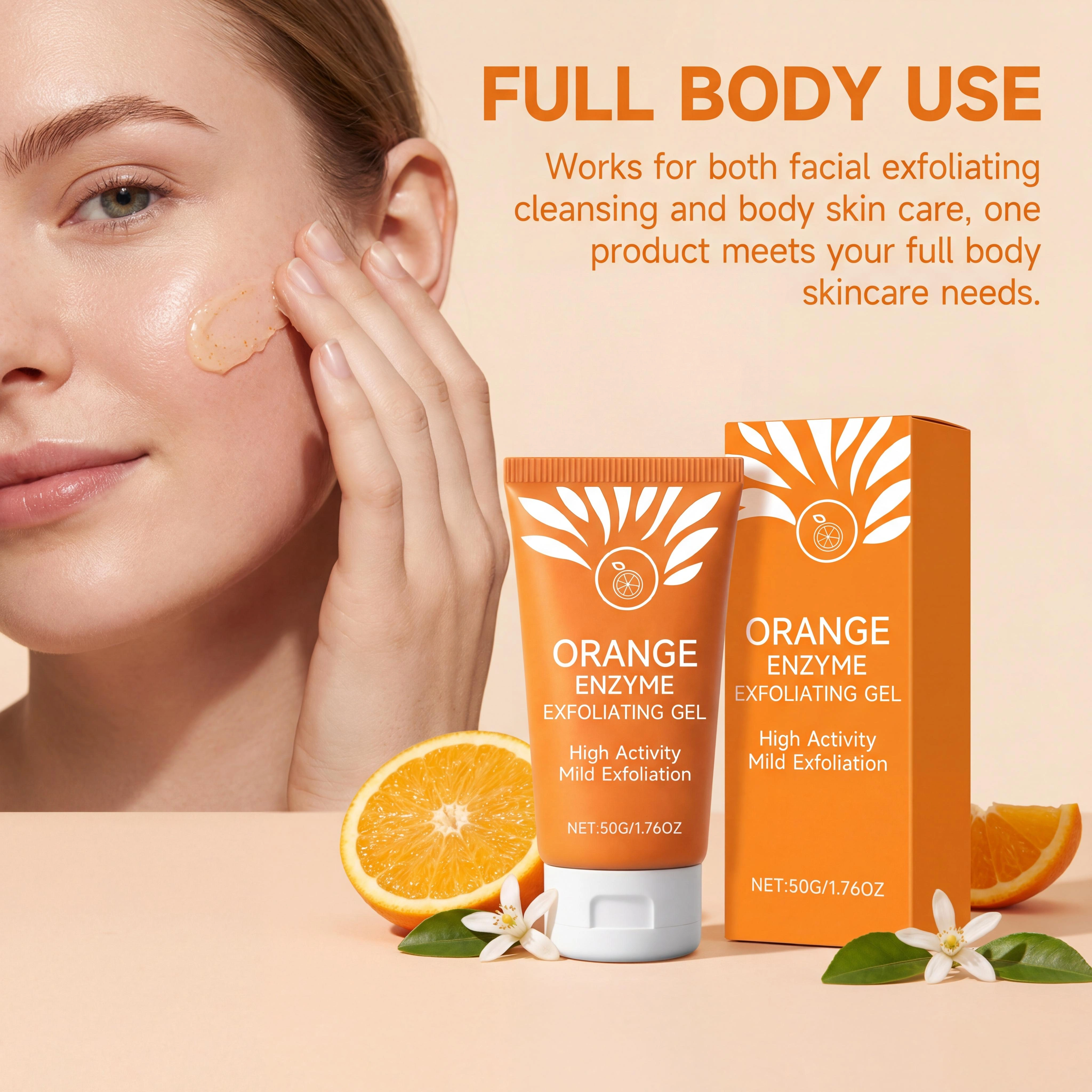 Gel exfoliant orange pour le visage et le corps