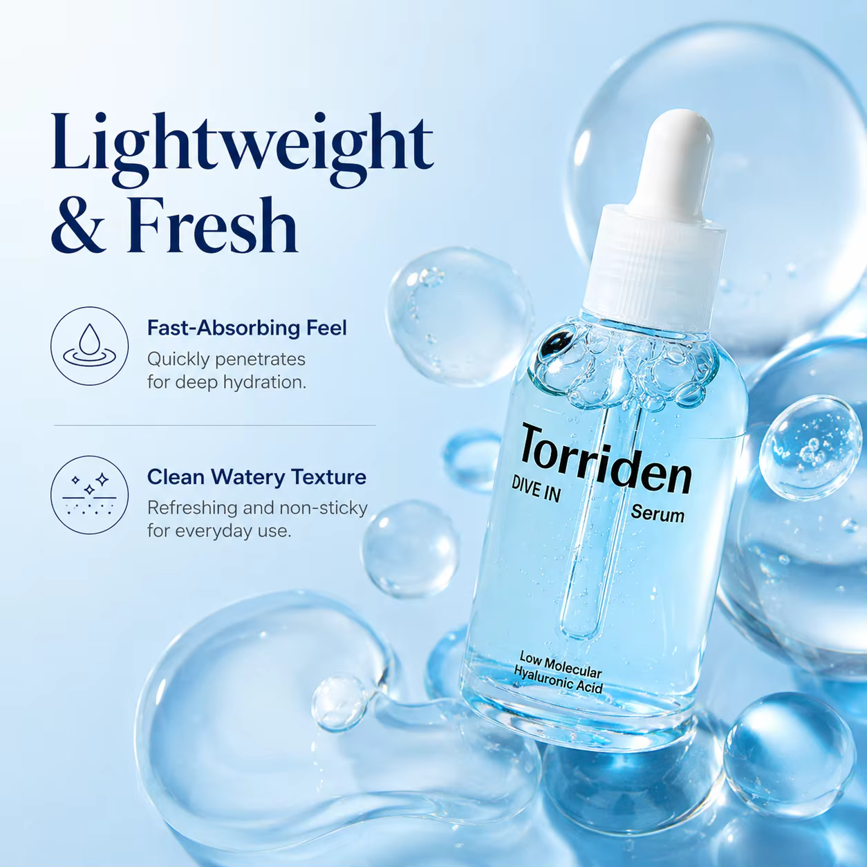 Sérum à l'acide hyaluronique à faible poids moléculaire Torriden DIVE‑IN 50 ml