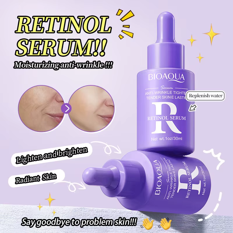 BIOAOUA Sérum Rétinol Hydratant Anti-Âge Anti-Rides Reafirmant et Éclaircissant Le Ton de la Peau 30 ml