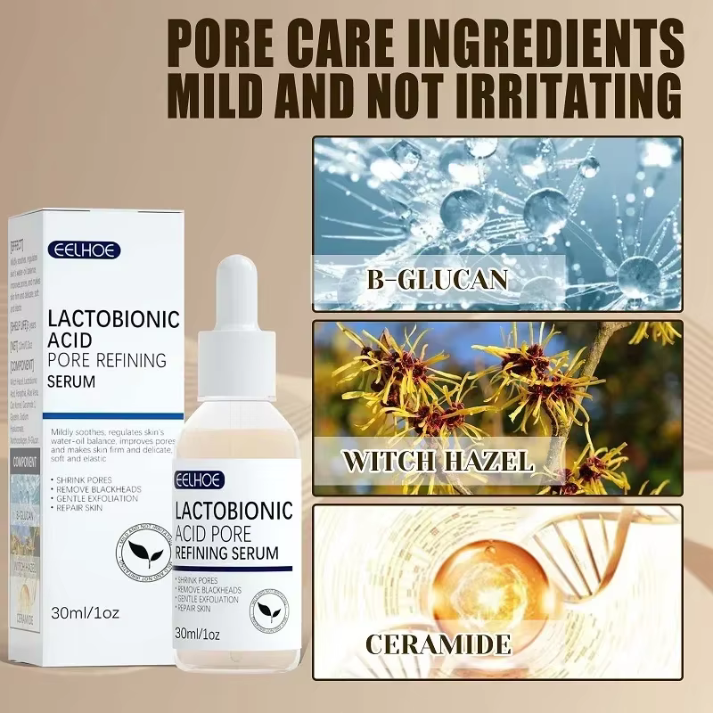 Acide lactobionique rétrécit les Pores sérum pour le visage estompe les ridules raffermissant nourrir Essence