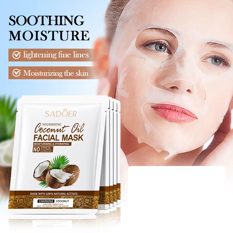 5 pièces SADOER noix de coco masque Facial soin du visage hydratant raffermissant