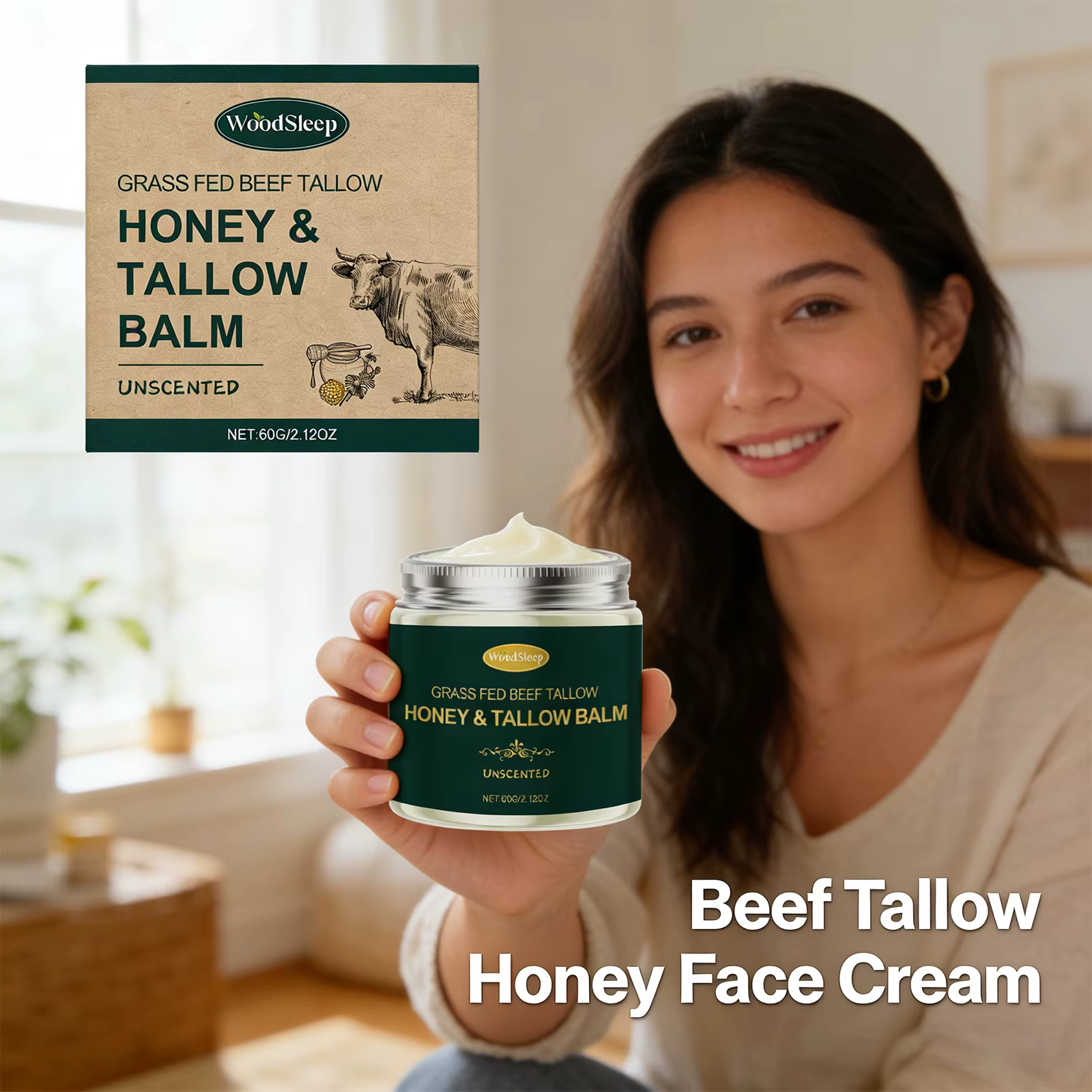 Crème pour le visage au suif de bœuf et au miel