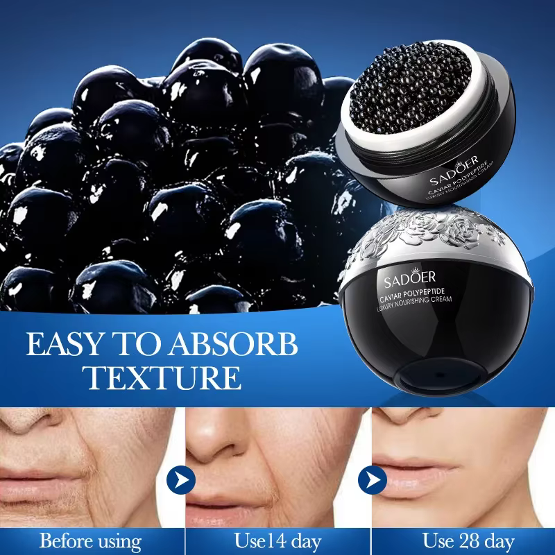 Crème Visage Collagène Perle Raffermissante Anti-rides Hydratante Lissante Éclaircissante au Caviar – Produit Coréen de Soin de la Peau