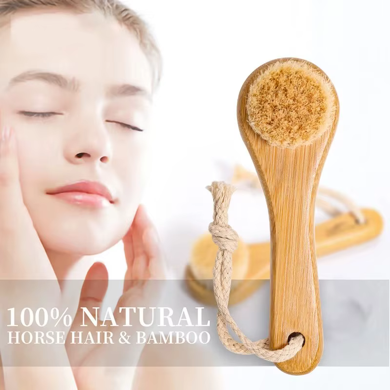 Brosse de Soin Visage Nettoyante en Bambou Naturel Doux pour Massage Facial Portable et Nettoyage en Profondeur