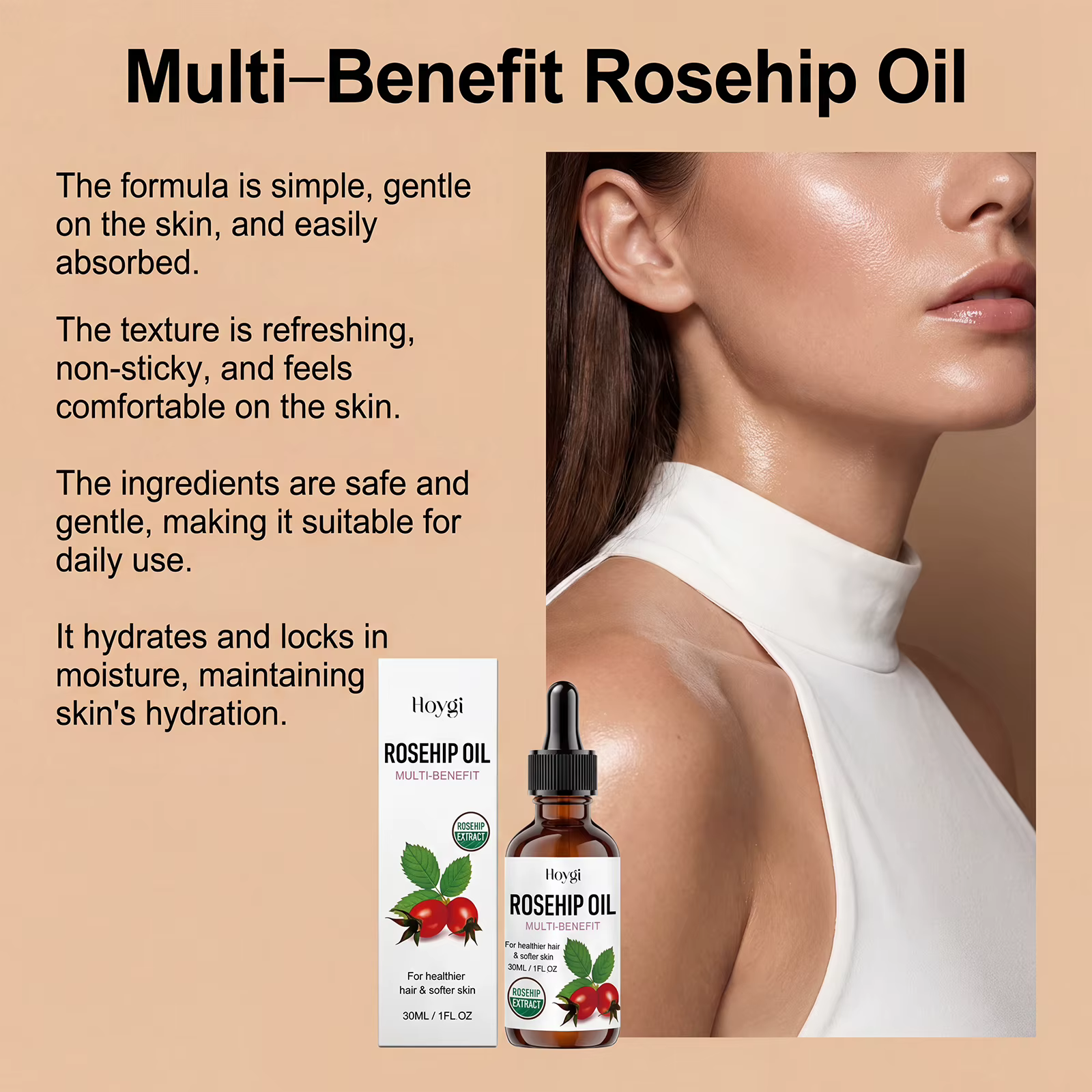 Huile Essentielle Naturelle de Rose Musquée Anti-Âge