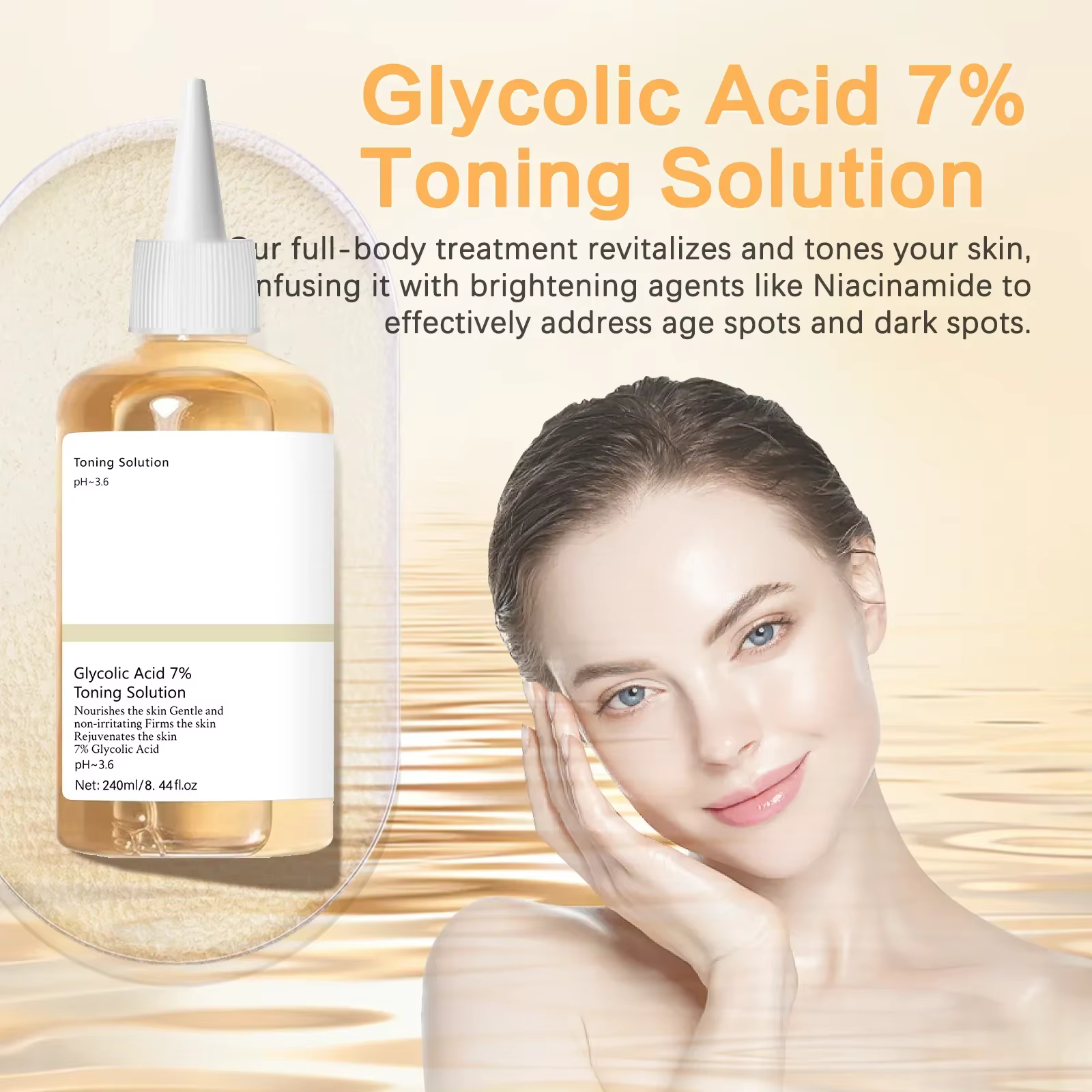 Solution tonifiante à l'acide glycolique 7% pour cent