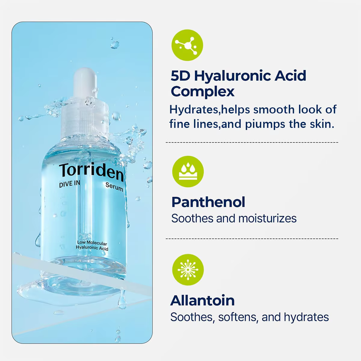 Sérum à l'acide hyaluronique à faible poids moléculaire Torriden DIVE-IN 50 ml