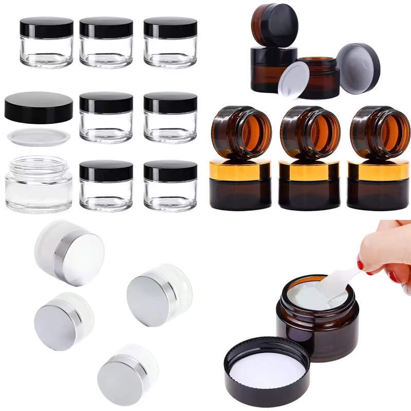 Mini pots de crèmes ronds en verre ambre