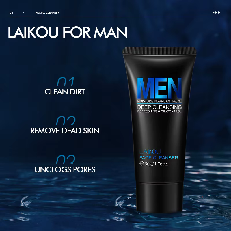 LAIKOU hommes nettoyant pour le visage lavage du visage hydratant homme soins de la peau contrôle du sébum points noirs enlever gommage cosmétiques profond Norishing