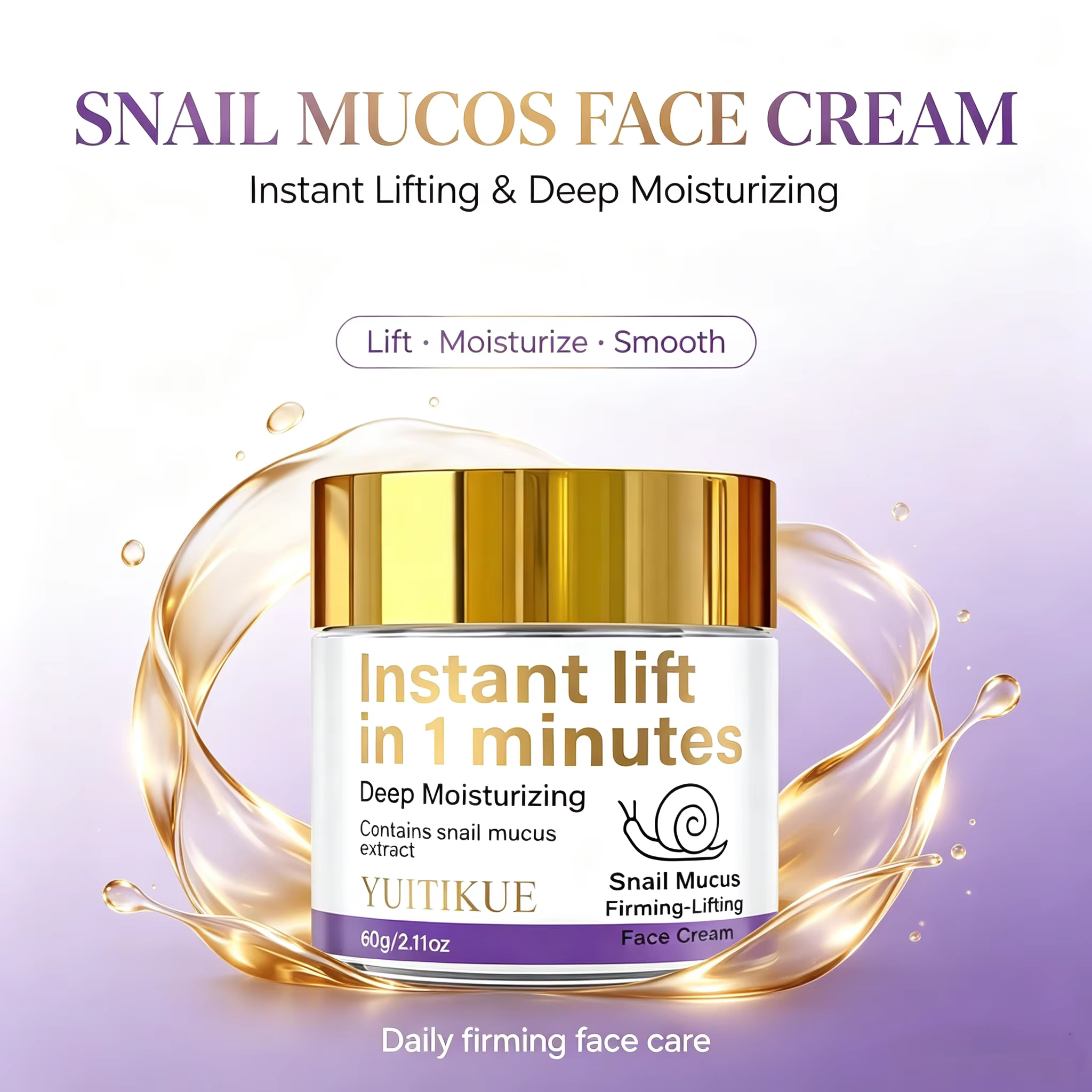 YUITIKUE Crème Visage Lifting Instantané 60g - 1 Min Mucin d'escargot raffermissant