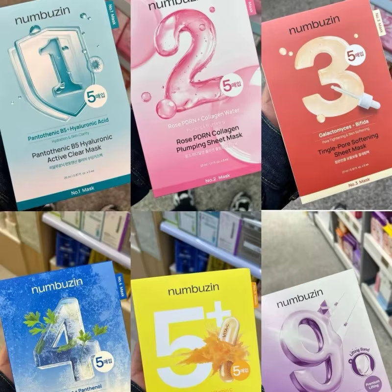 Masque facial série Numbuzin - 5 pièces - Nettoie en profondeur les points noirs et l'excès de sébum
