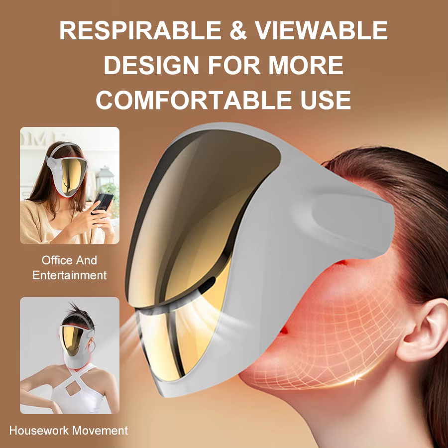 NIR LED masque Facial thérapie par la lumière rouge respirant 3 couleurs 807 lampe Anti-âge traitement de l'acné