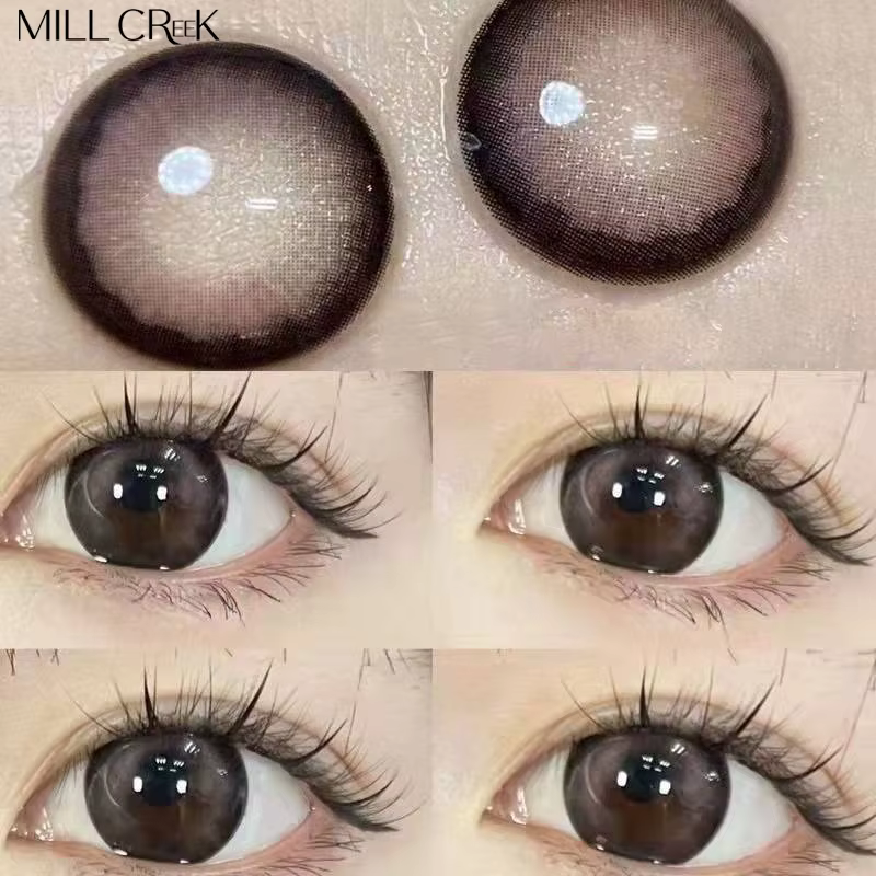 Lentilles de contact de couleur pour les yeux jaune naturel noir myopie lentilles colorées doux 1 paire de contacts colorés pour gros yeux avec dioptries