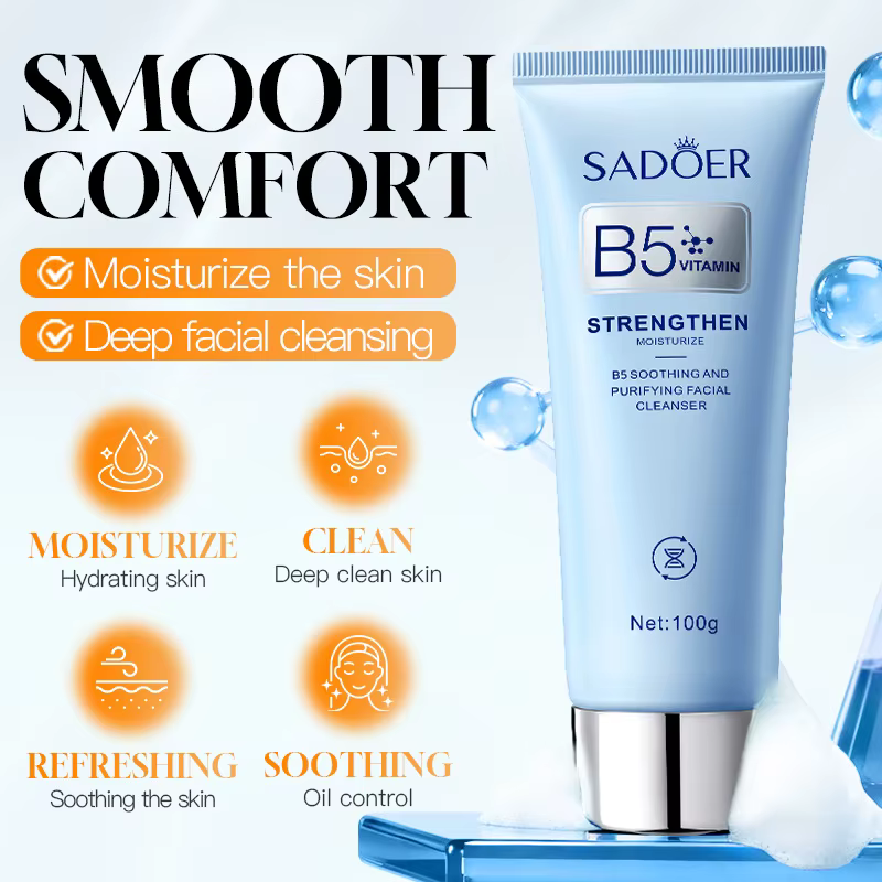 SADOER Nettoyant Visage Moussant à la Vitamine B5 Hydratant