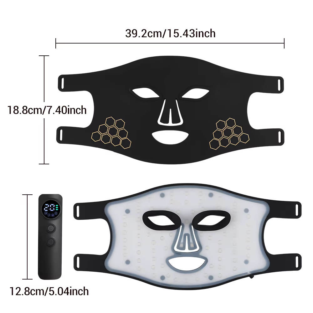 Masque LED Visage 4 Couleurs, Appareil de Soin de la Peau à Lumière Rouge et Bleue, 72 Perles LED, Masque de Beauté Rechargeable sans Fil avec Minuteur pour Soin du Visage à la Maison, Homme Femme