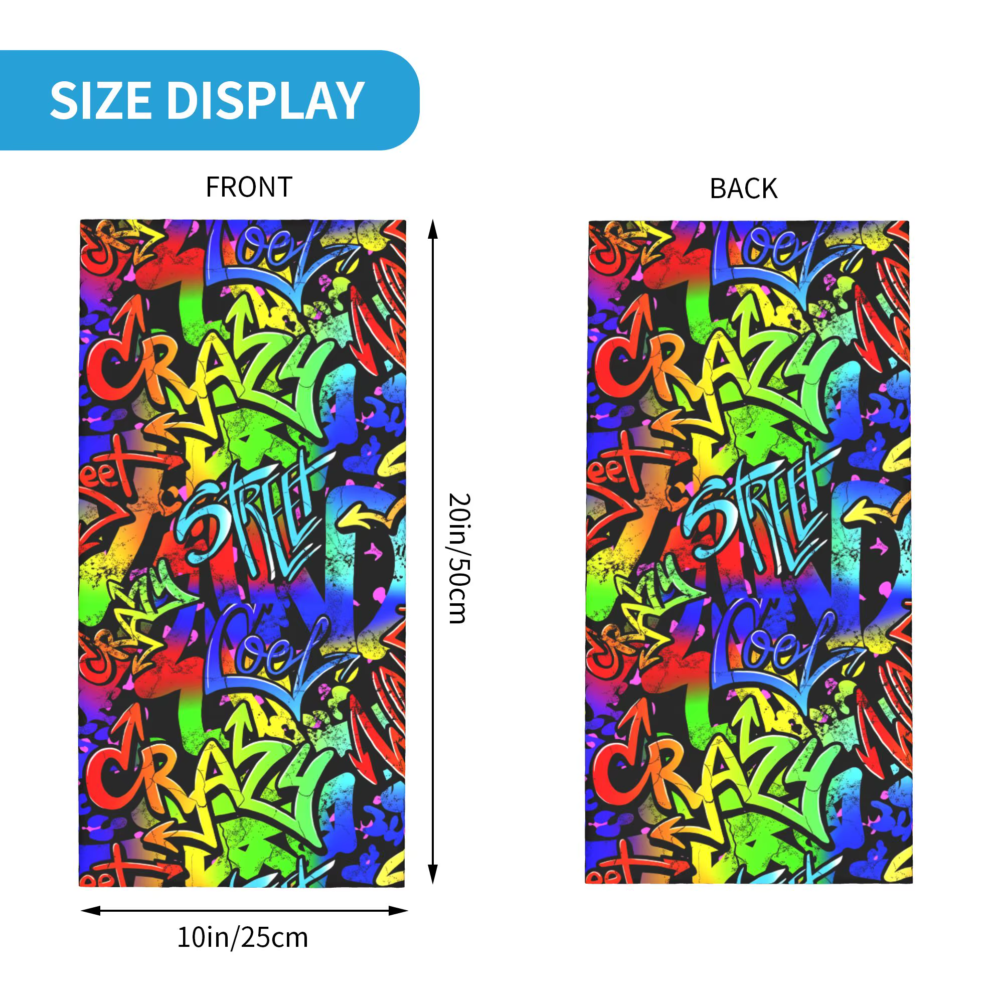 Cagoule Néon Graffiti Art pour Hommes, Masque Facial Anti-UV Amusant pour Cyclisme et Pêche, Écharpe Respirante Bandana