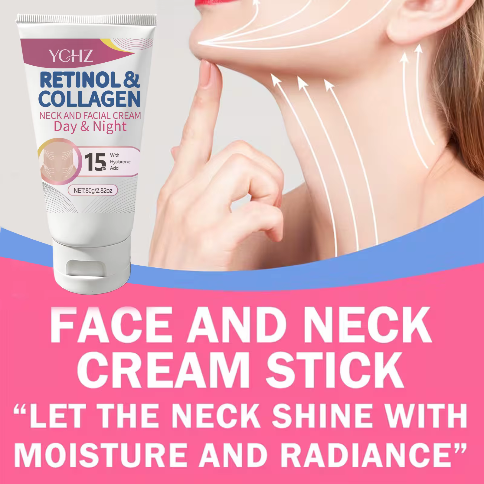 Crème raffermissante pour le cou au rétinol et au collagène - Hydratant facial au complexe