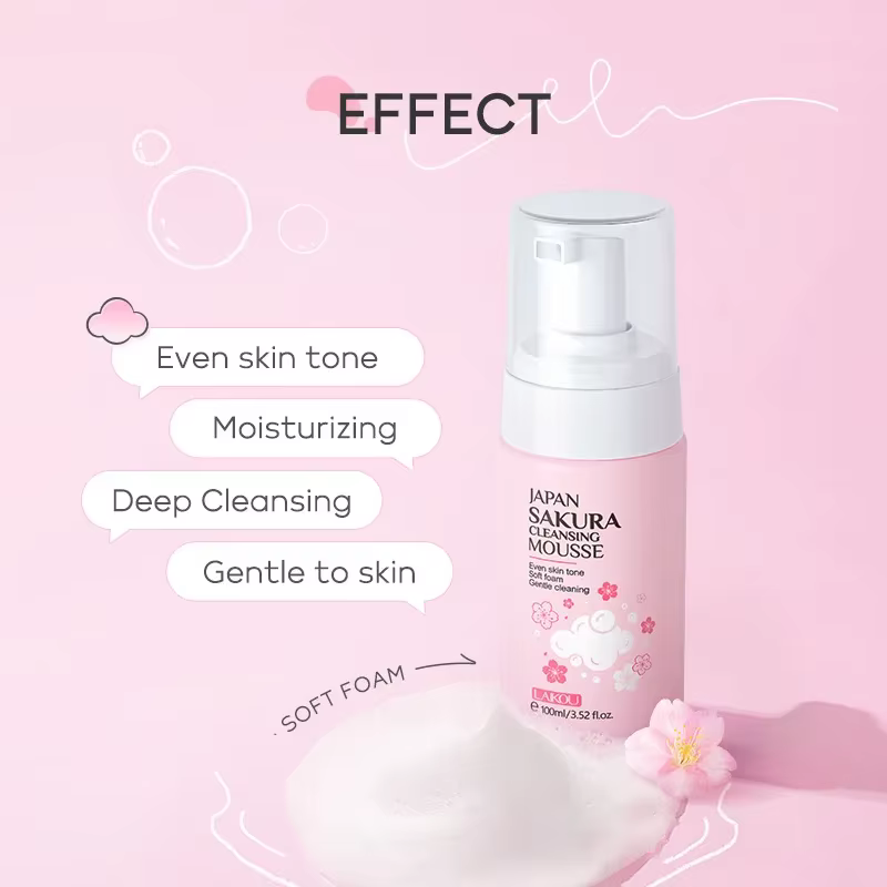 LAIKOU Japan Sakura Mousse Nettoyante Douce pour le Visage