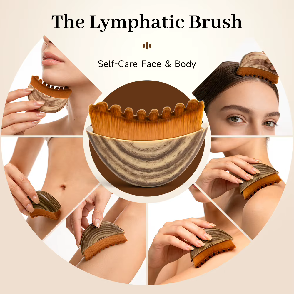 Brosse de massage lymphatique pour le visage avec grattoir Guasha pour le drainage et le lifting facial