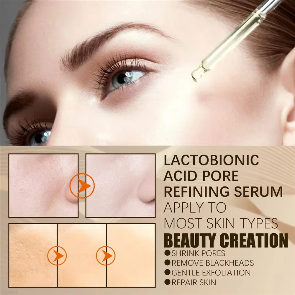 EELHOE acide lactobionique rétrécit les pores sérum pour le visage réparation de la peau points noirs propres acné soins