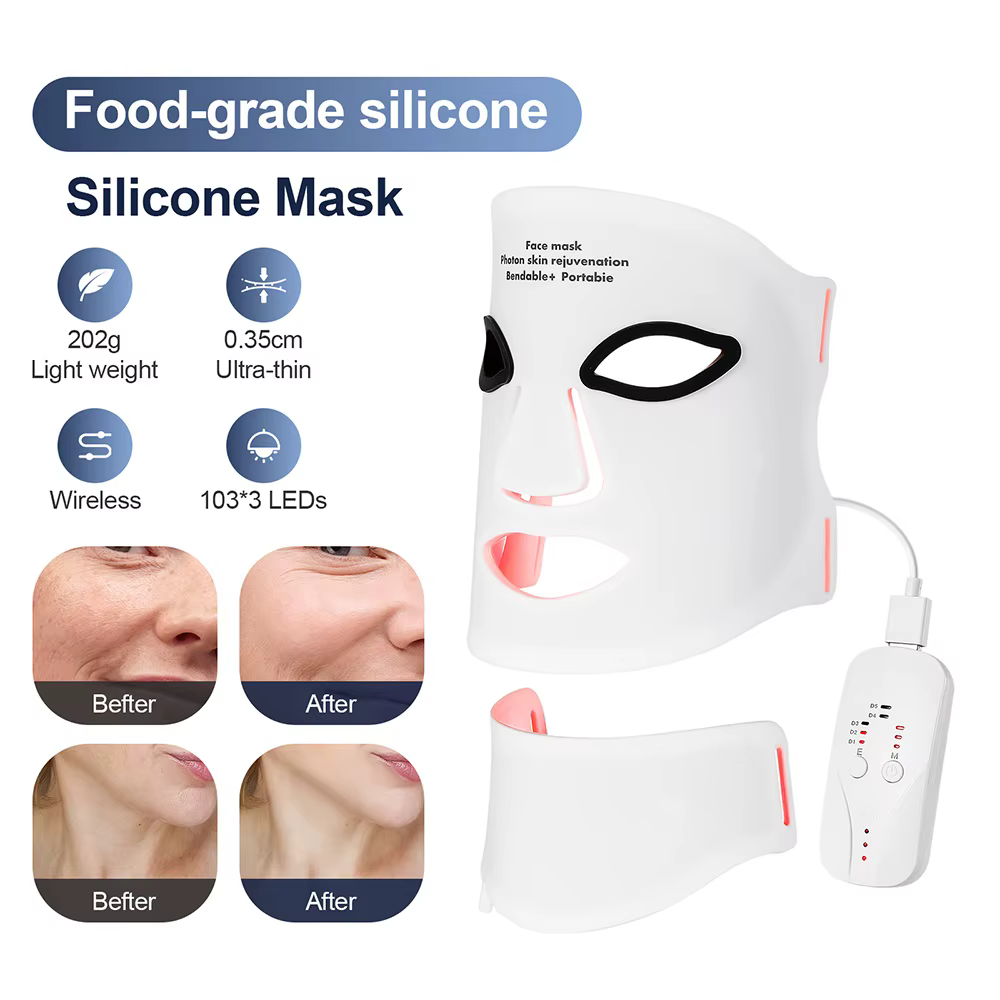 Masque facial LED en silicone avec cou