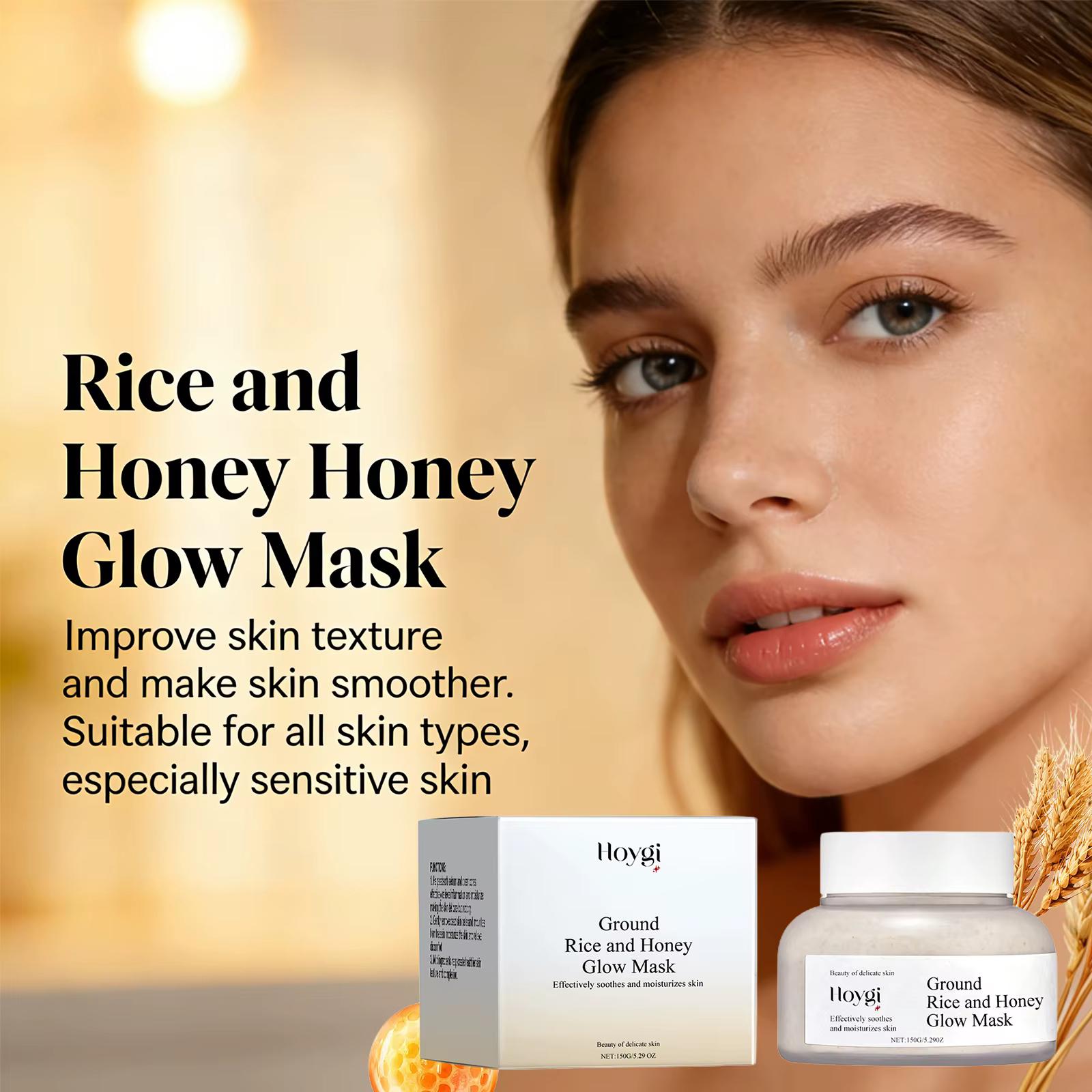 Masque Visage au Miel et au Riz Nettoyant en Profondeur