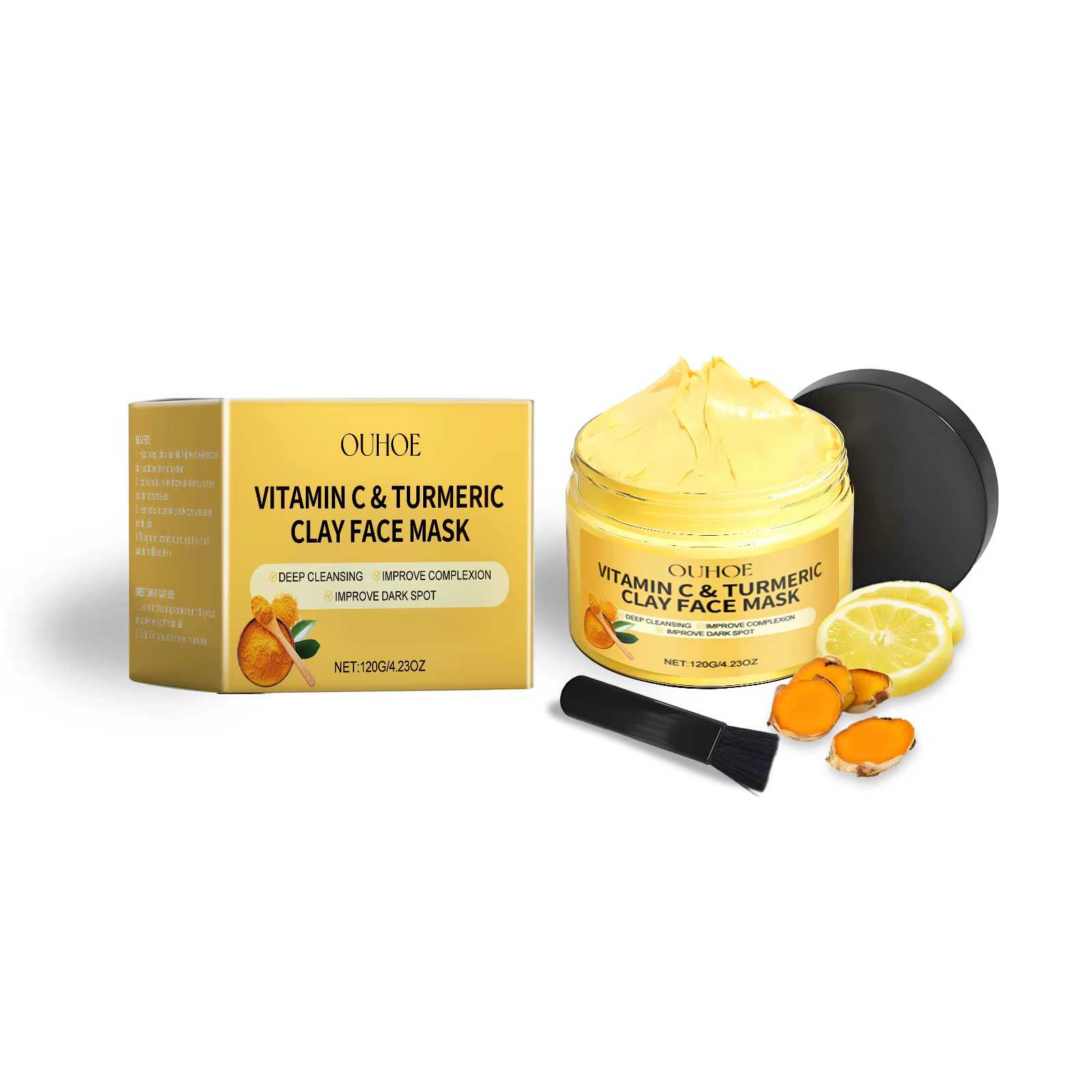 Masque facial exfoliant à la vitamine C et au curcuma OUHOE