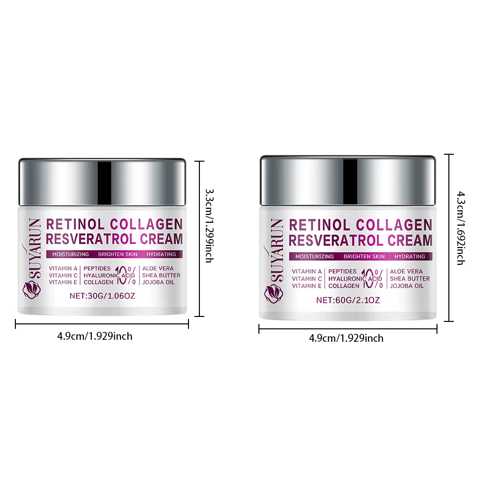 SUYARUN Crème visage anti-âge au rétinol Resveratrol - Hydratant de nuit pour les rides