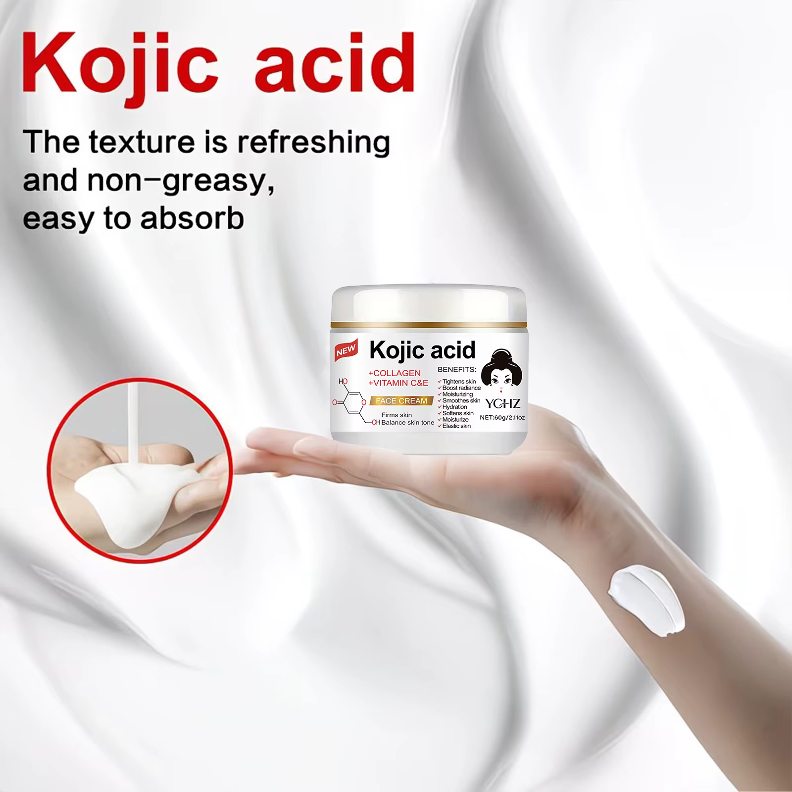 Crème hydratante à l'acide kojique 60g