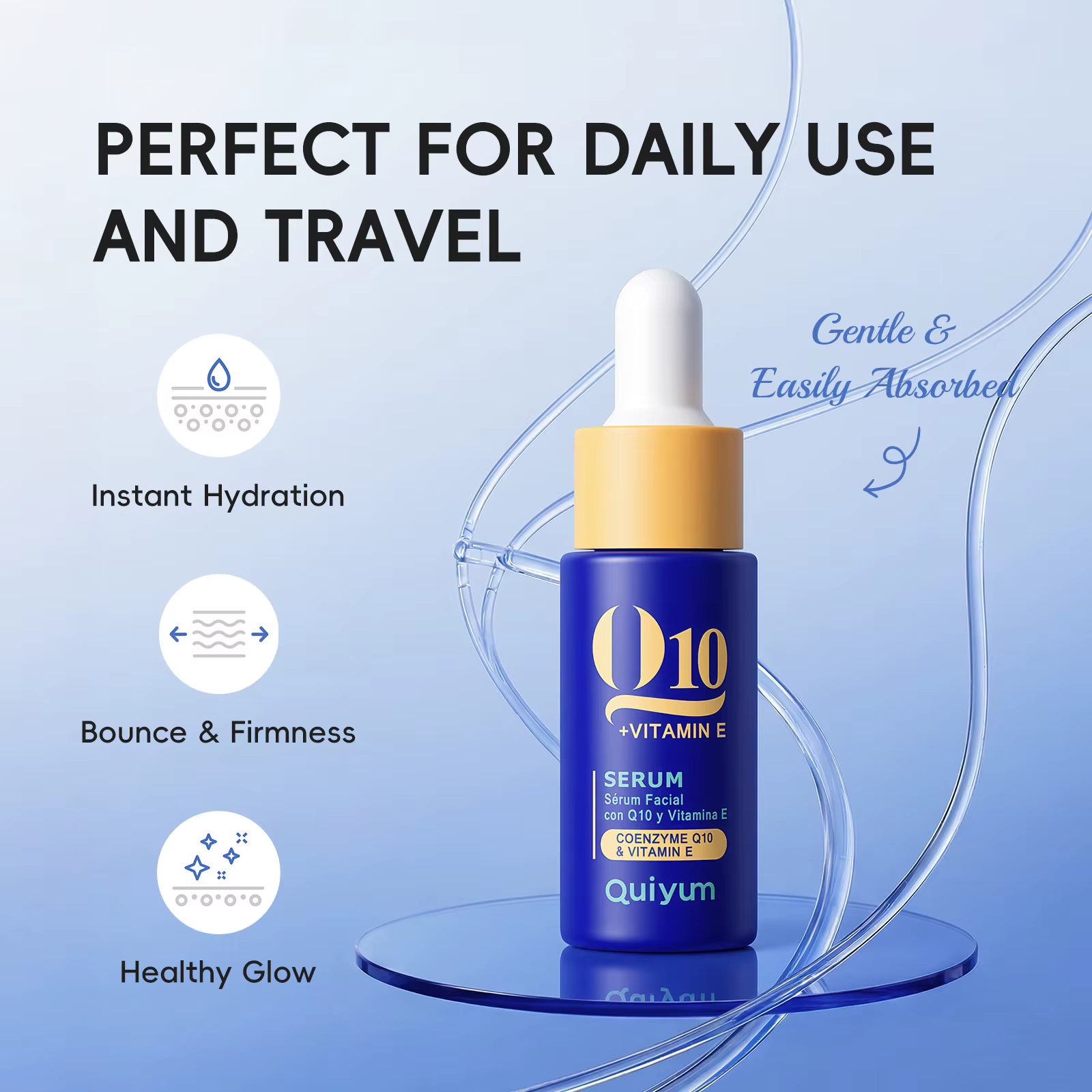 Sérum Quiyum Q10 & Vitamine E 17ml Hydratation intense Teint uniforme avec Coenzyme Q10