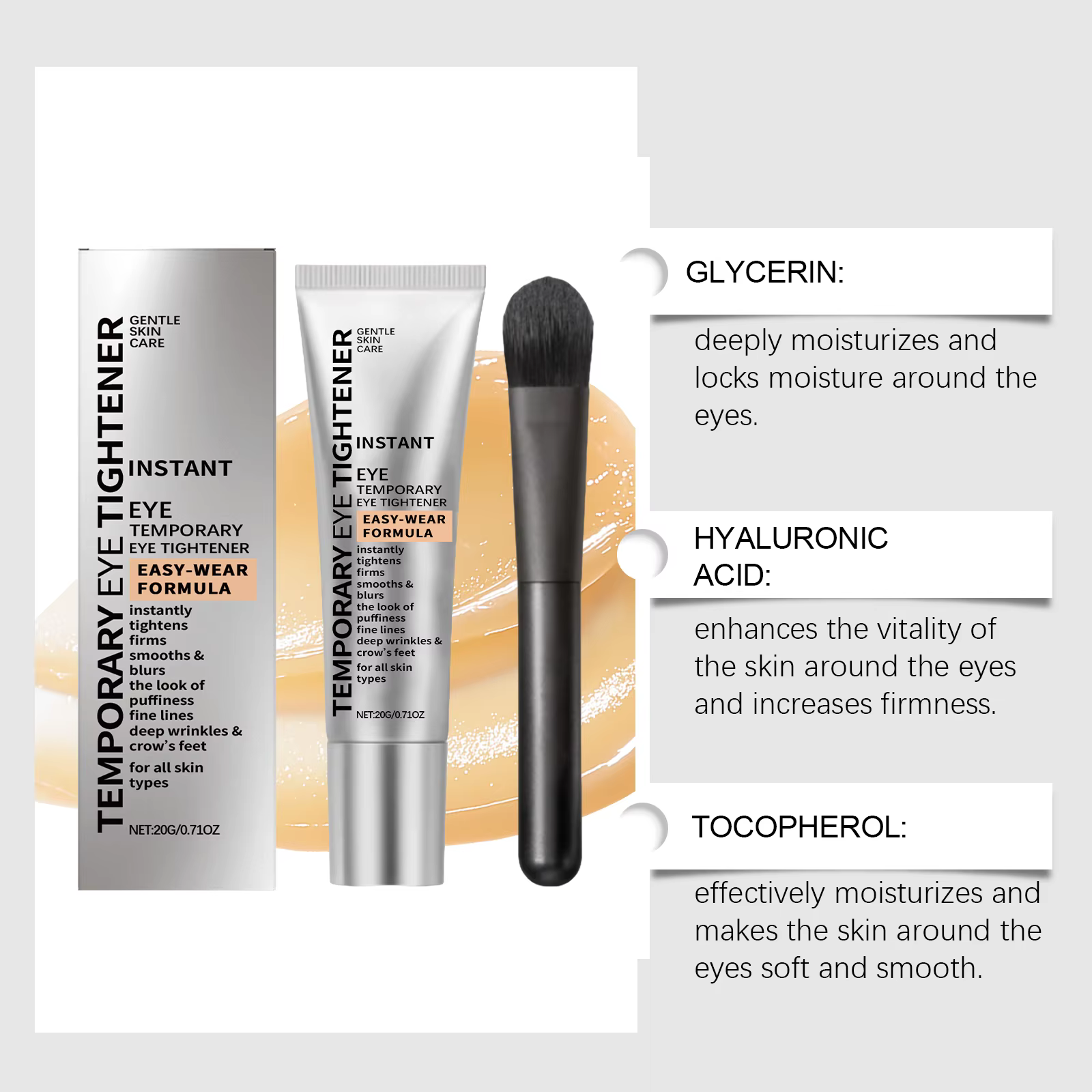 Crème pour les yeux Lifting raffermissant hydratant réduction des cernes ridules traitement de Massage lissant avec brosse soins quotidiens doux