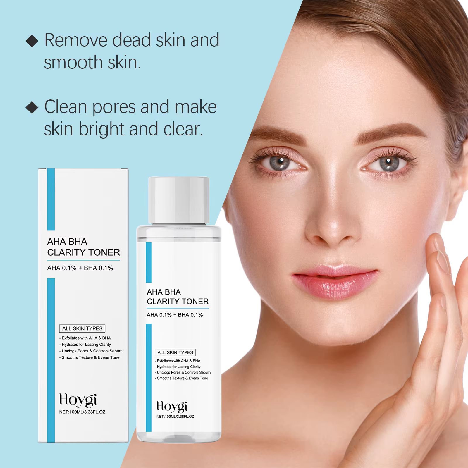 AHA BHA Toner exfoliant doux pour la peau grasse raffinage des pores apaisant hydratant Essence du visage contrôle