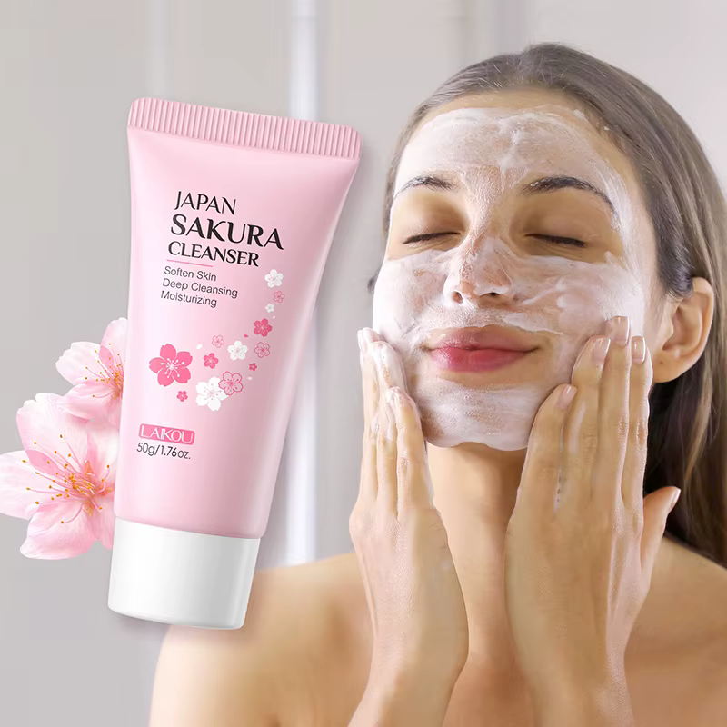 LAIKOU japon Sakura nettoyant doux nettoyage en profondeur contrôle de l'huile hydratant rétrécit les Pores visage