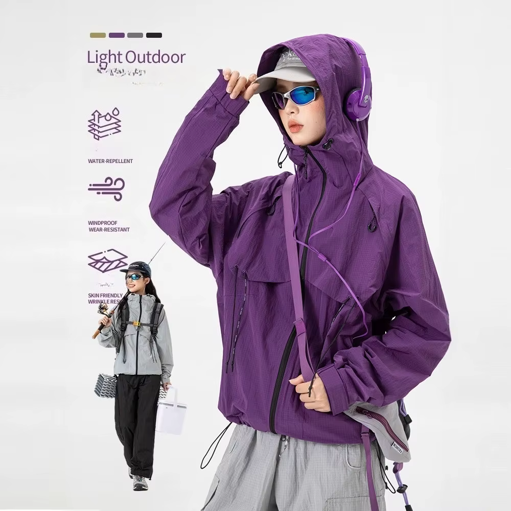 Veste d'extérieur légère : résistante à l'eau, résistante à l'abrasion et respectueuse de la peau, coupe décontractée pour la randonnée et les aventures quotidiennes unisexe
